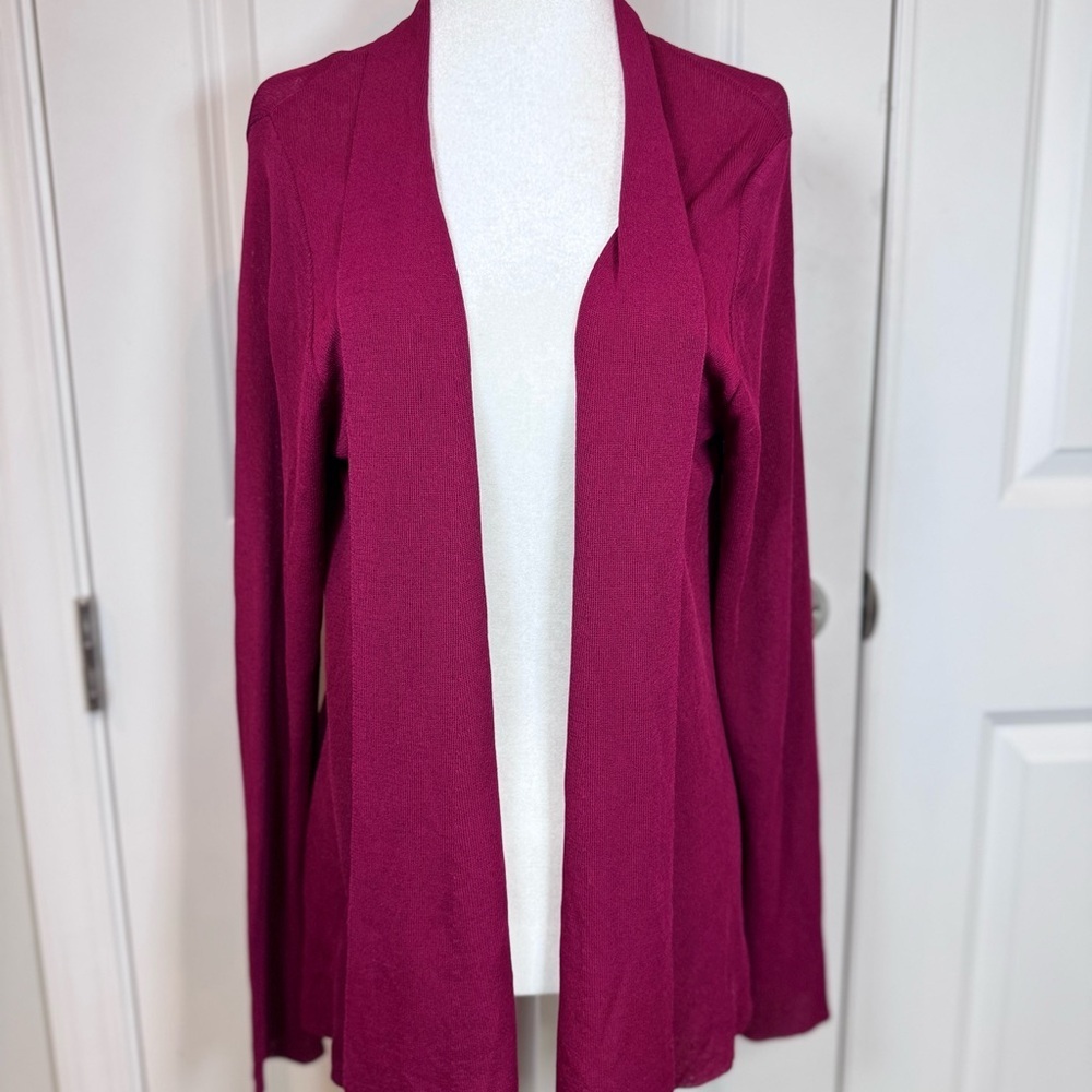 Eileen Fisher Berry Open Front Lightweight Cardigan L Minimalist Capsule Fall